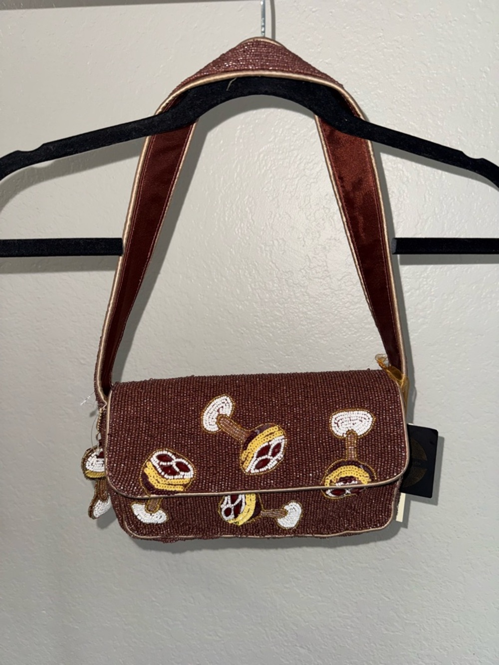 Brown Beaded Shoulder Bag - Espresso Martinis Embellishments